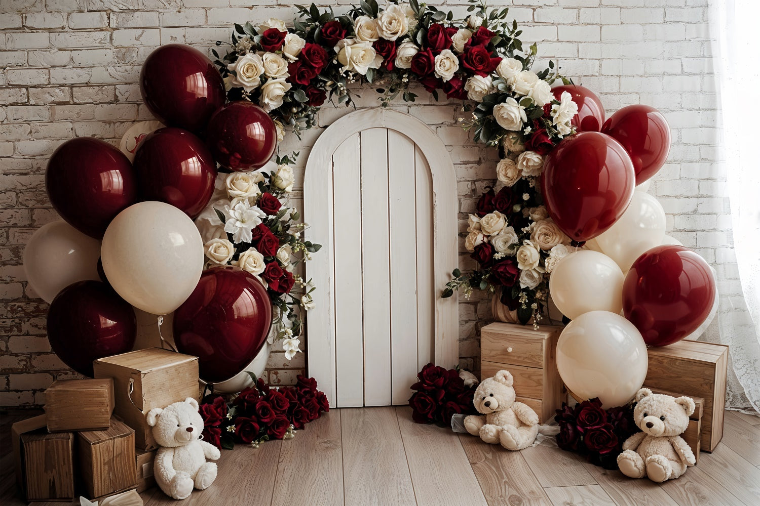 Backdrop Valentine's Day Balloon Arch Floral Door Backdrop UK BRP12-250