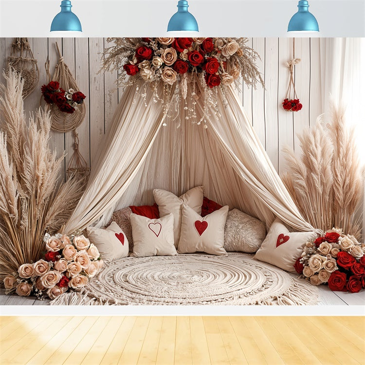 Valentine Photography Backdrops Boho Canopy Rose Decor Backdrop UK BRP12-254