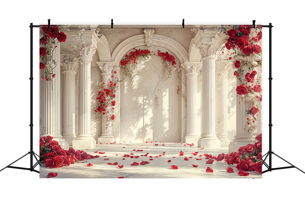 Valentine's Day Backdrop Rose Petals Marble Archway Backdrop UK BRP12-256