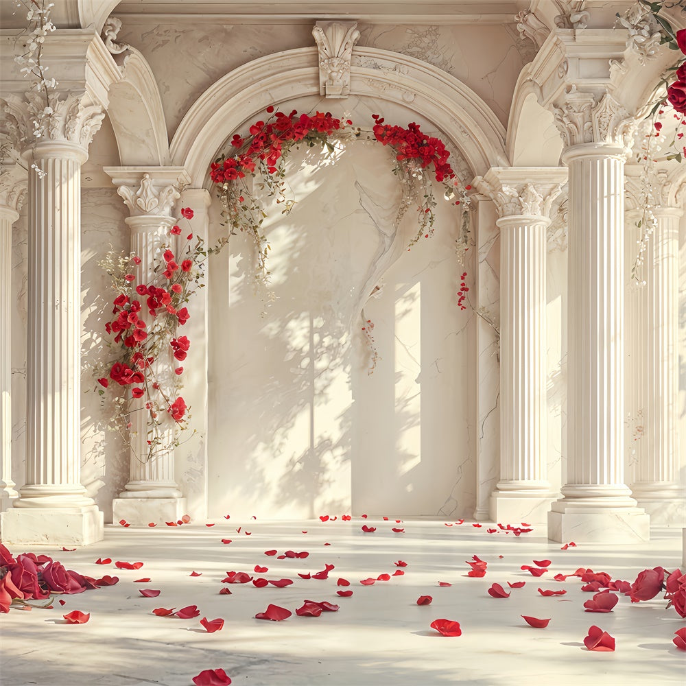 Valentine's Day Backdrop Rose Petals Marble Archway Backdrop UK BRP12-256