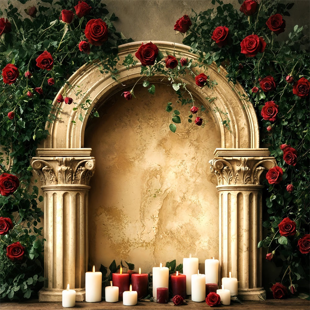 Valentines Day Picture Backdrop Gold Arch Rose Backdrop UK BRP12-258