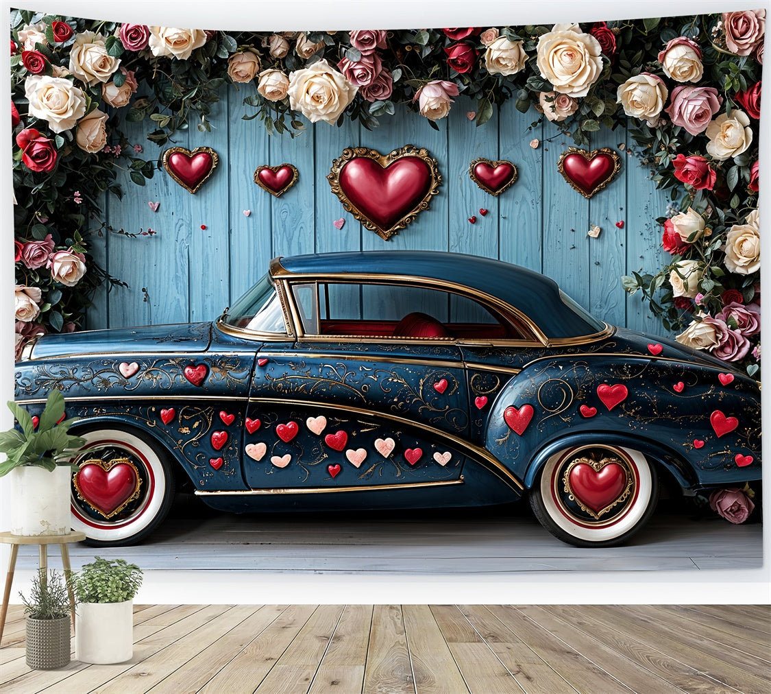Valentine Photography Backdrop Rose Heart Car Display Backdrop UK BRP12-260