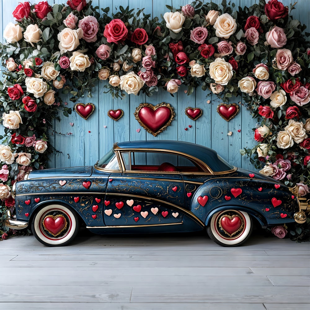 Valentine Photography Backdrop Rose Heart Car Display Backdrop UK BRP12-260