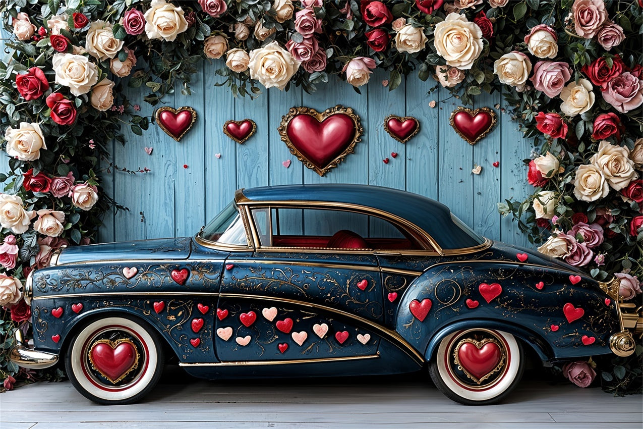 Valentine Photography Backdrop Rose Heart Car Display Backdrop UK BRP12-260
