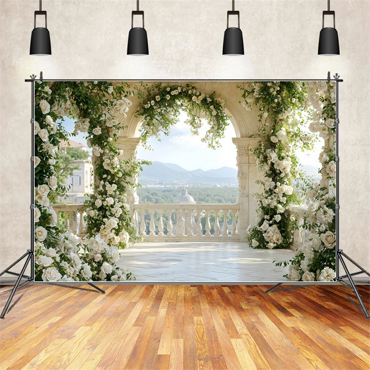 Valentine Backdrops Floral Arched Balcony Outdoor Backdrop UK BRP12-265