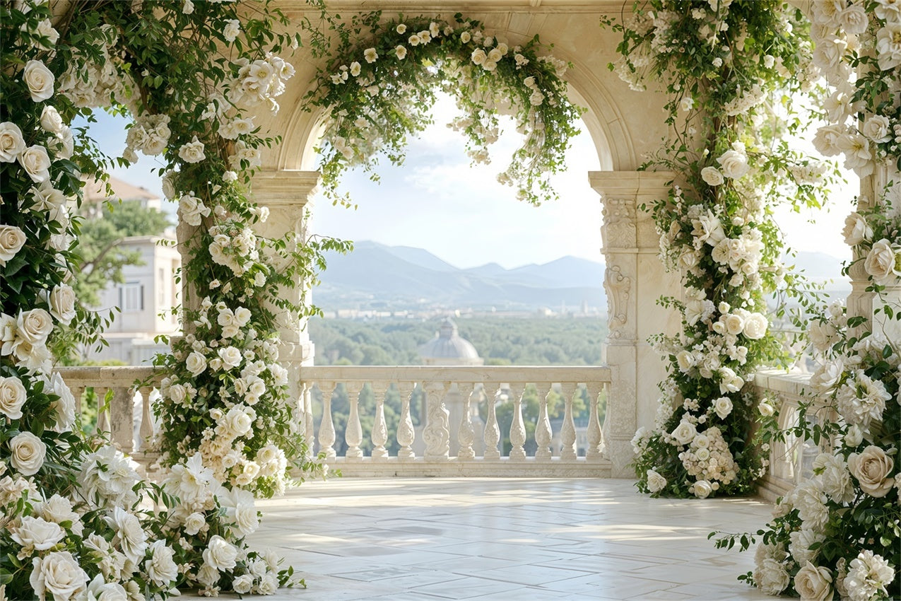 Valentine Backdrops Floral Arched Balcony Outdoor Backdrop UK BRP12-265