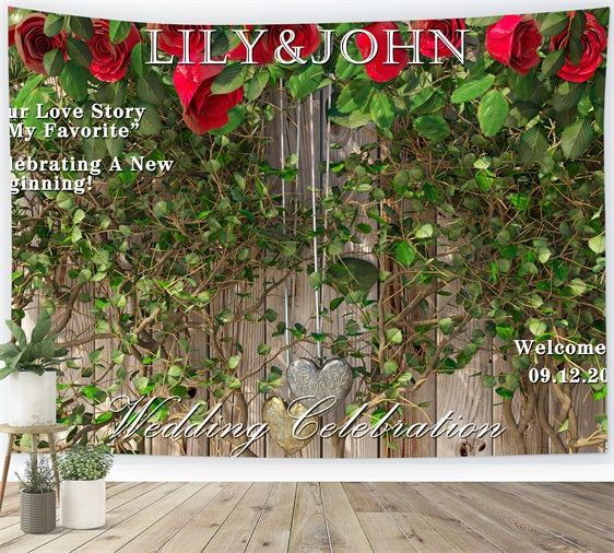 Backdrop Weddings Greenery Ivy Wooden Wall Custom Backdrop UK BRP12-348