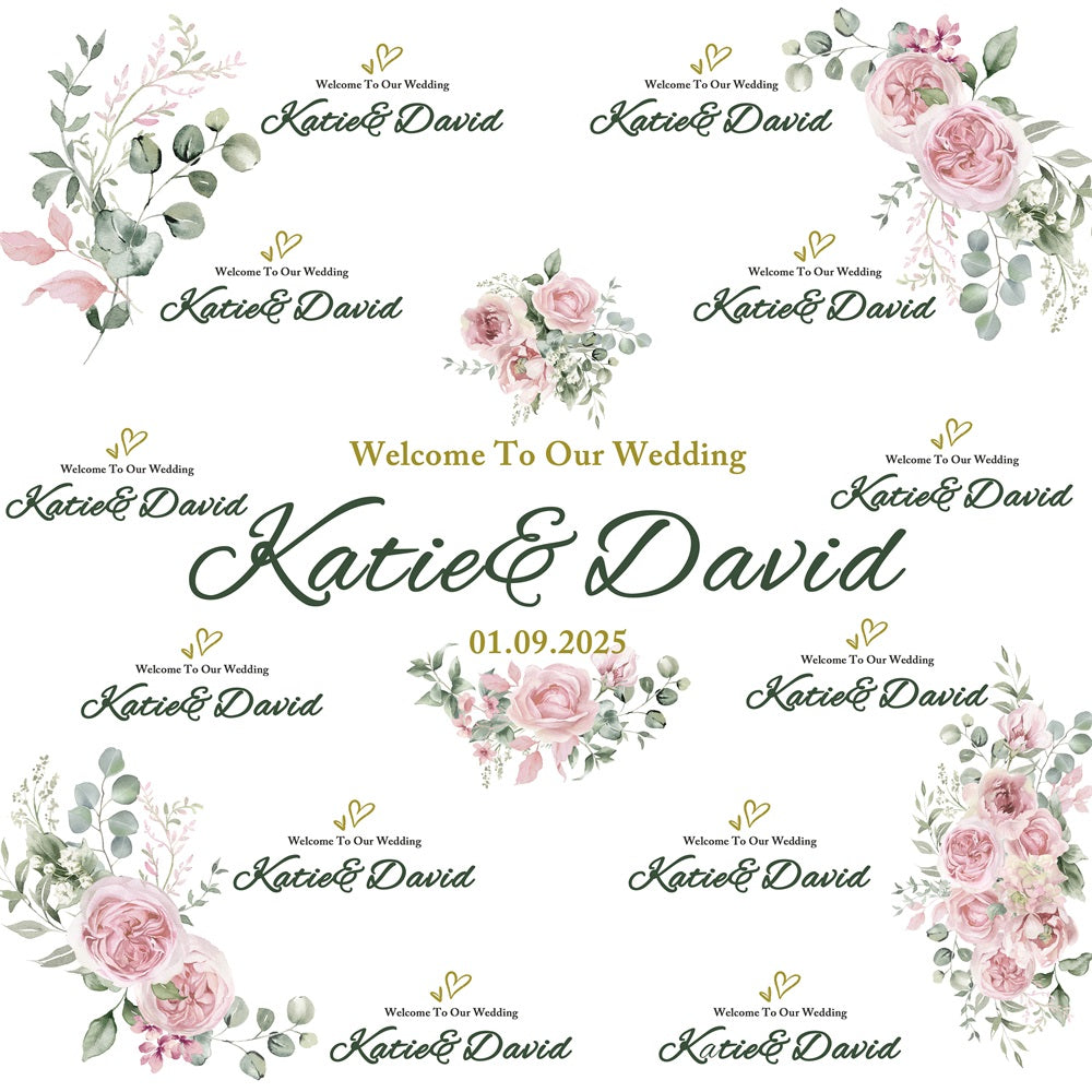 Customized Wedding Backdrop Delicate Pastel Rose Elegant UK Backdrop BRP12-350