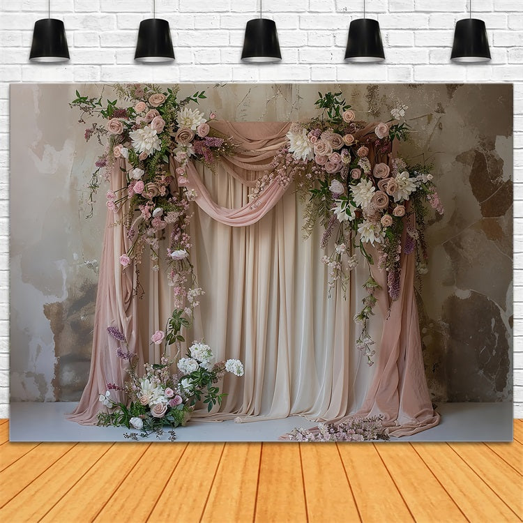 Wedding Arch Backdrop Ideas Pink Draped Floral Backdrop UK BRP12-386
