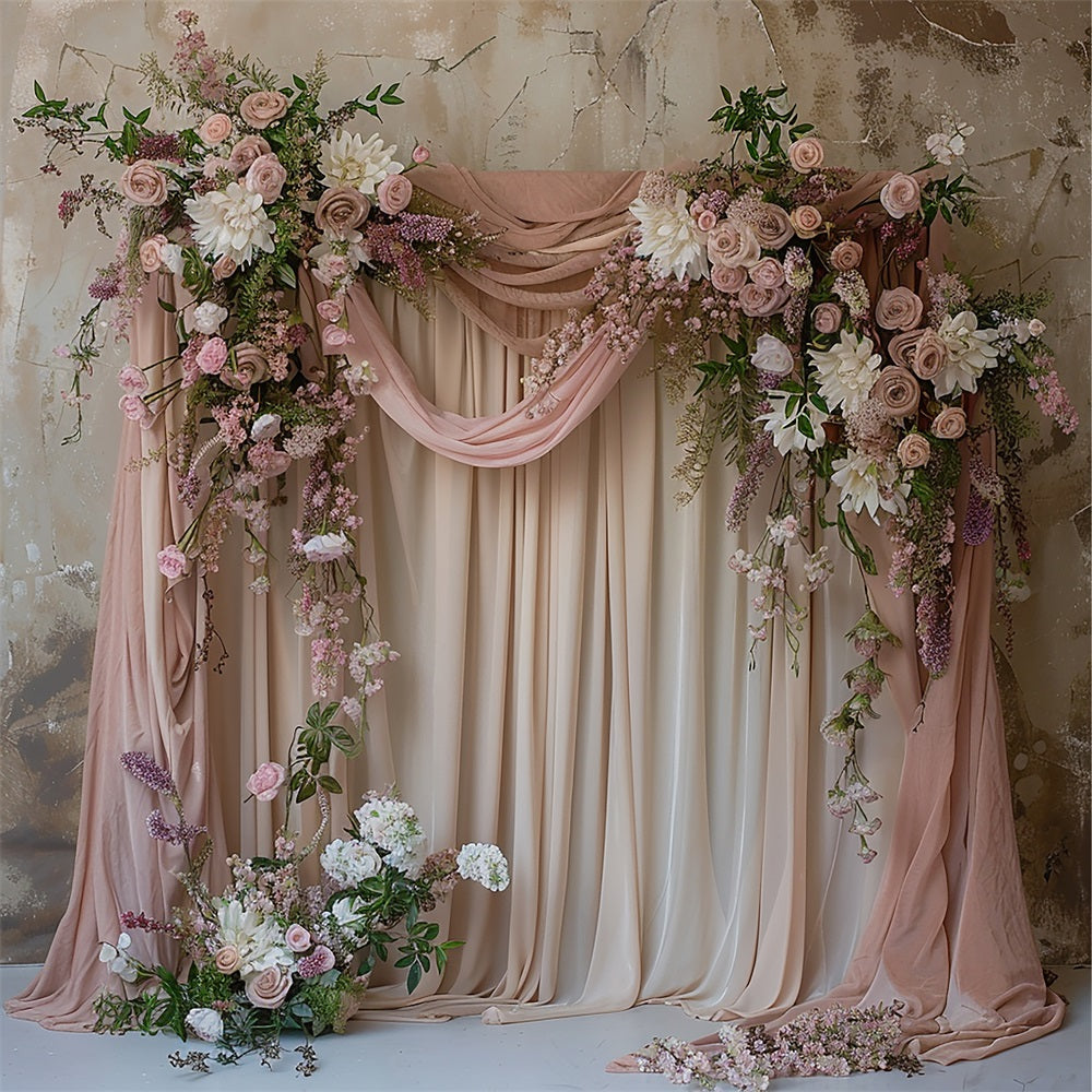 Wedding Arch Backdrop Ideas Pink Draped Floral Backdrop UK BRP12-386