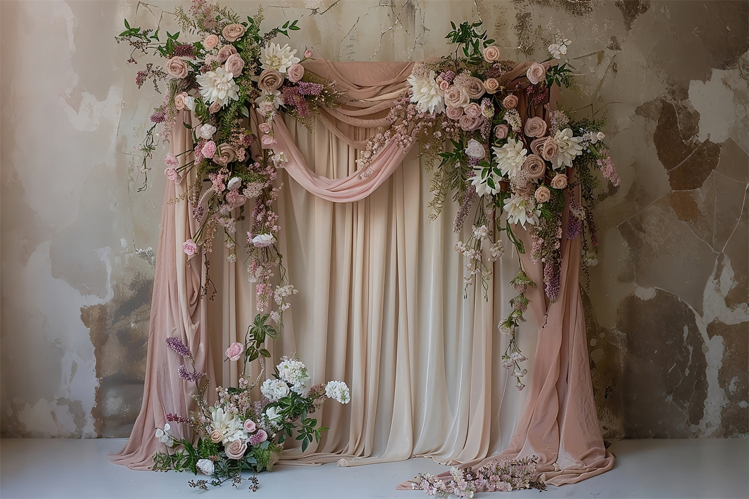 Wedding Arch Backdrop Ideas Pink Draped Floral Backdrop UK BRP12-386