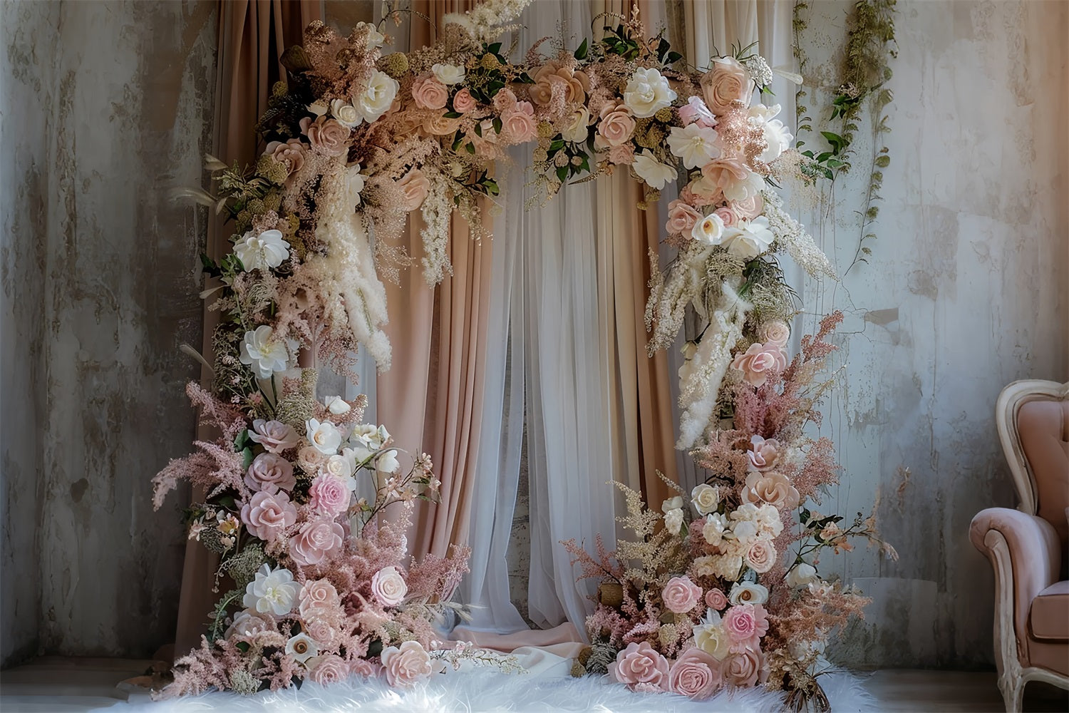 Backdrop Wedding Decorations Inspired Pink Bloom Arch Backdrop UK BRP12-387