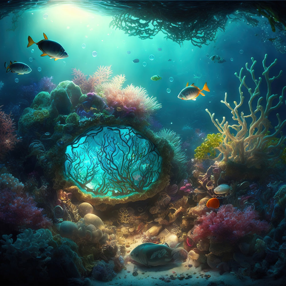 Mermaid Backdrops Colorful Coral Aquatic Plants Backdrop UK BRP12-46