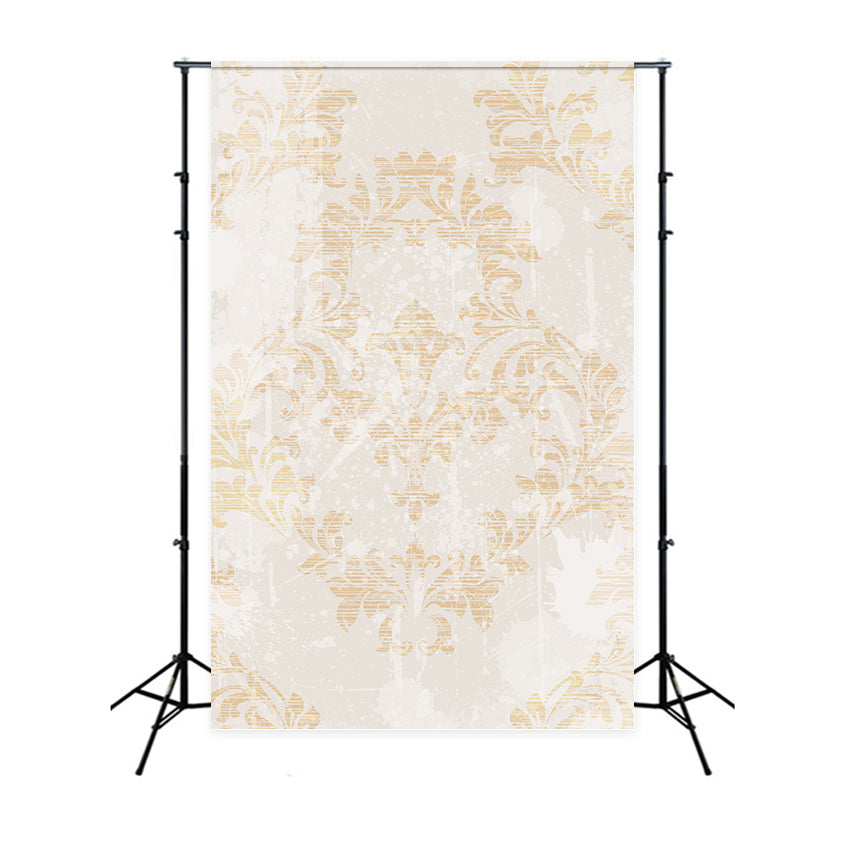 Damask Backdrop Distressed Beige Baroque Floral Pattern Backdrop UK BRP12-604