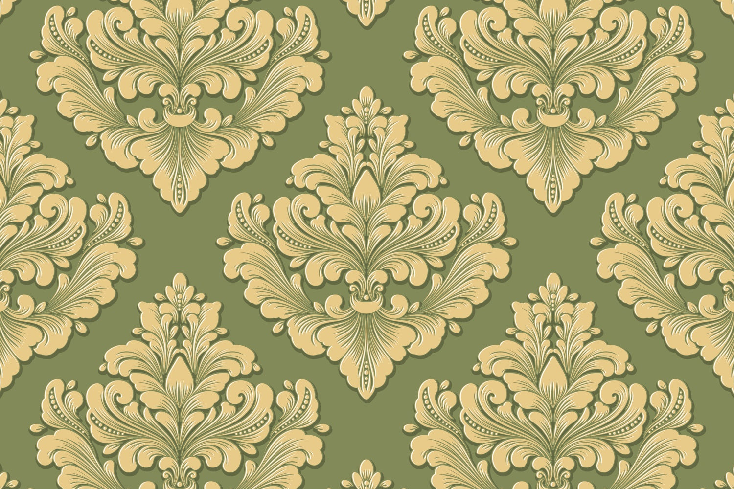 Damask Backdrop Photography Gold Green Ornate Floral Backdrop UK BRP12-615