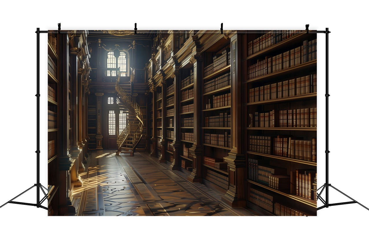 Architecture Backdrop Renaissance Library Spiral Staircase Backdrop UK BRP12-651