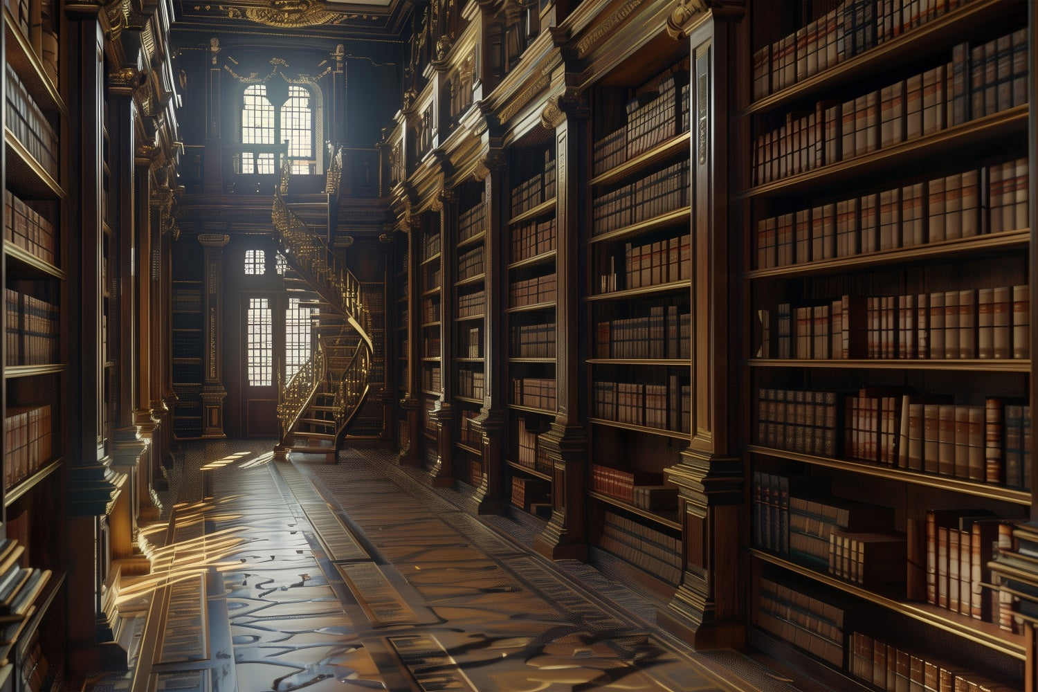 Architecture Backdrop Renaissance Library Spiral Staircase Backdrop UK BRP12-651