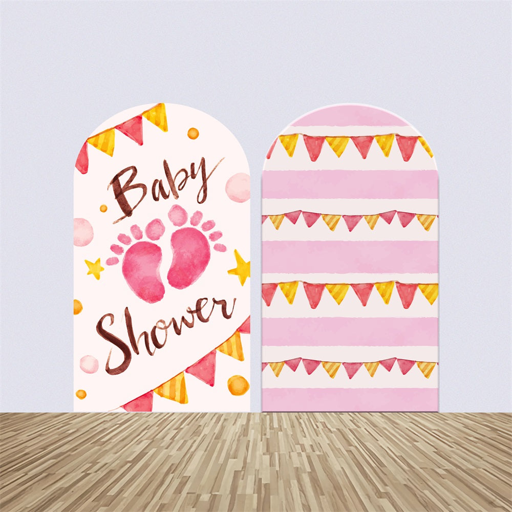 Custom Backdrop For Baby Shower Pink Footprints Arch Backdrop Kit UK BRP2-190