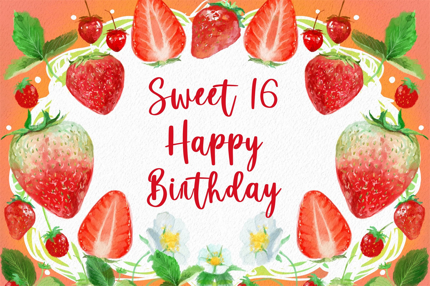 Custom Made Birthday Backdrops Sweet 16 Strawberry Bliss Backdrop UK BRP2-216