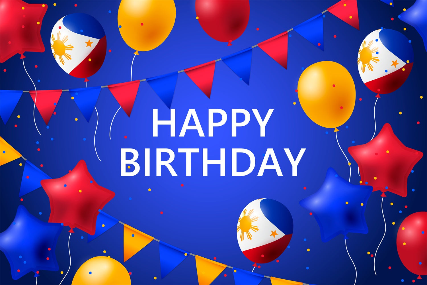 Customize Birthday Backdrop Philippine Party Flags Stars Backdrop UK BRP2-224
