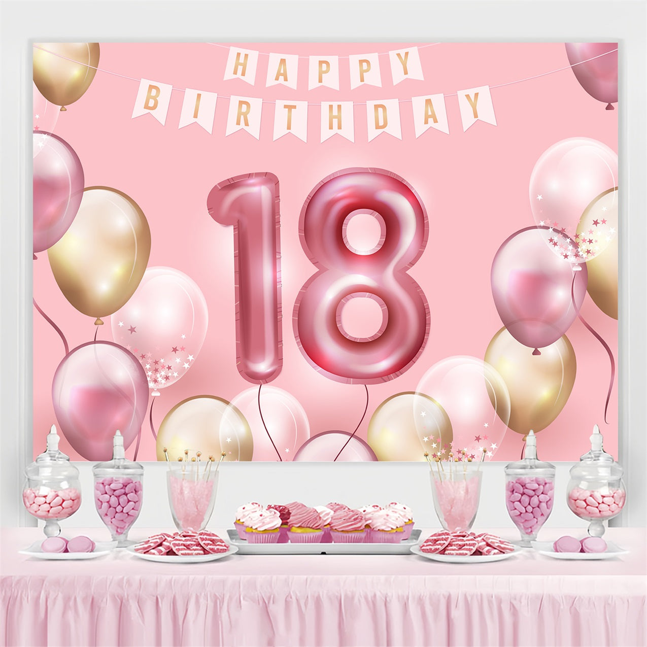 Personalized Happy Birthday Backdrop 18th Balloon Party Backdrop UK BRP2-231