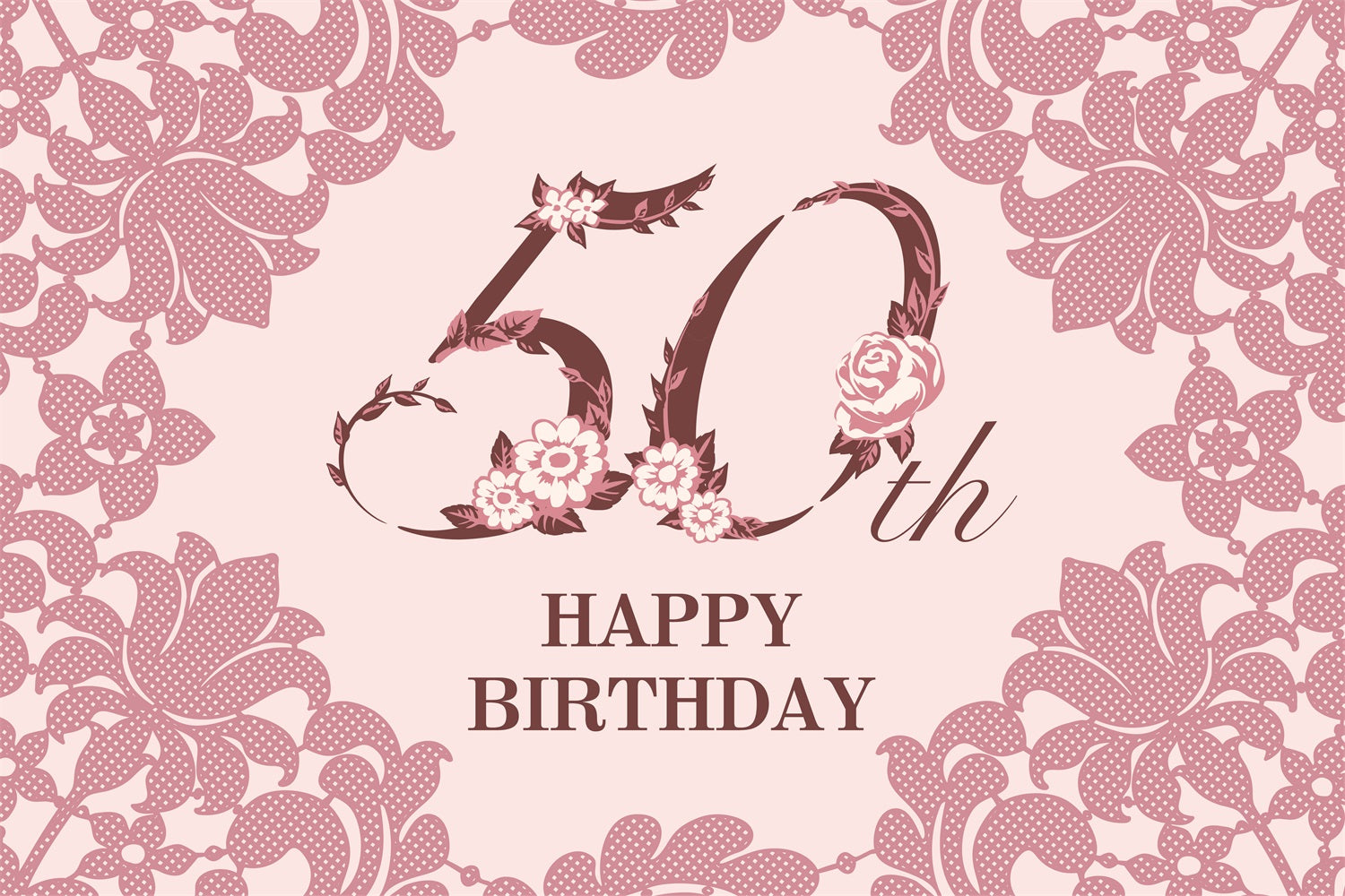 Personalized 50th Birthday Backdrops Floral Lace Backdrop UK BRP2-234