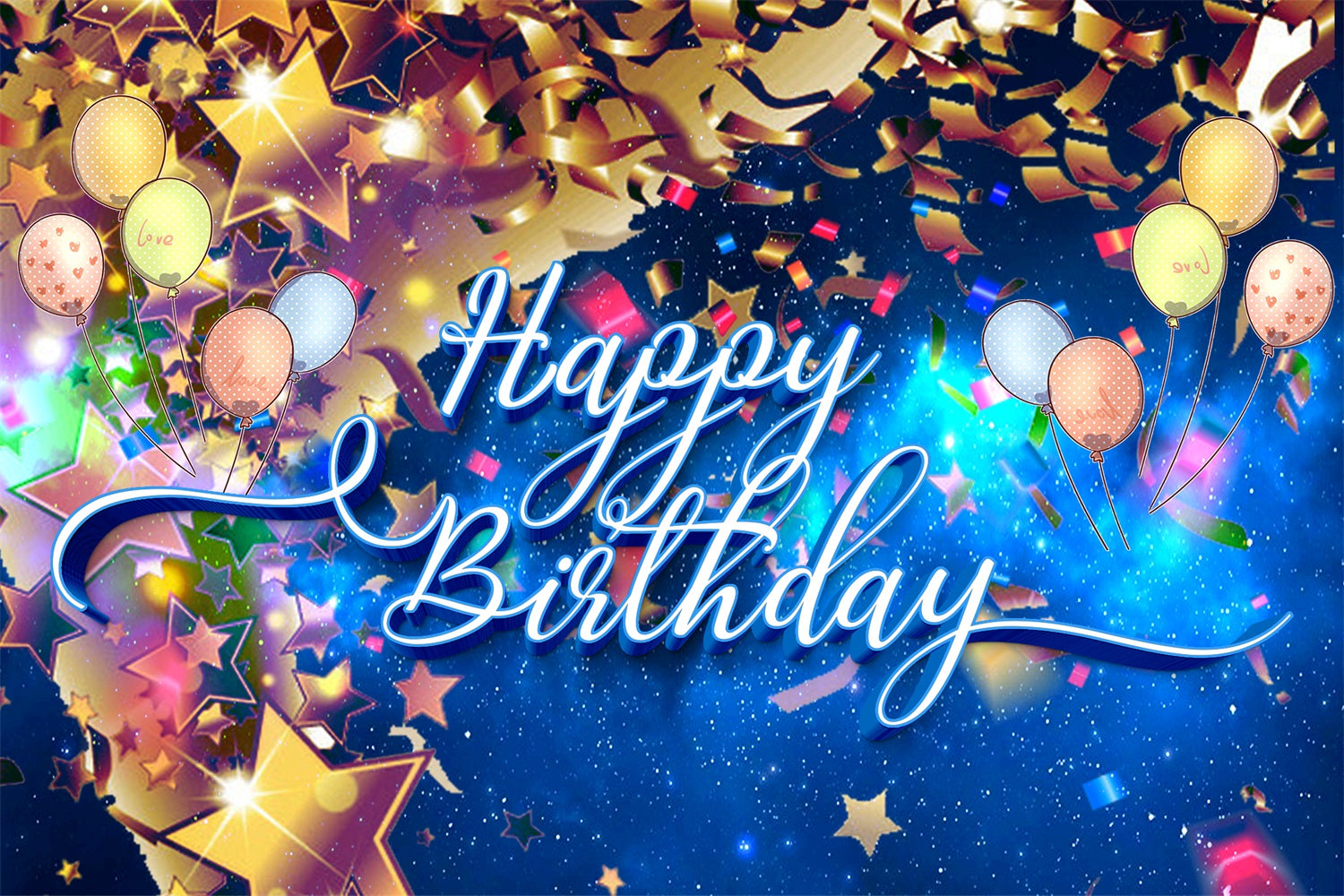 Personalised Birthday Backdrops Golden Starlight Balloon Backdrop UK BRP2-241