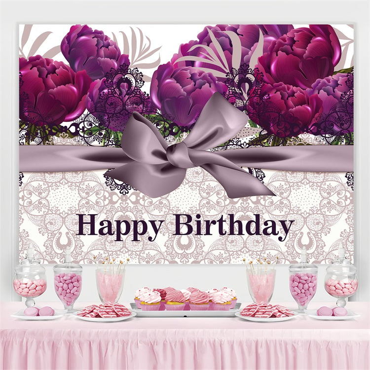 Personalised Backdrop Birthday Vintage Purple Floral Backdrop UK BRP2-245