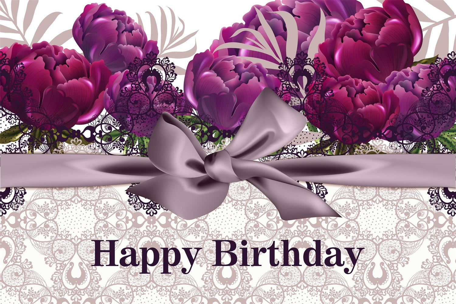 Personalised Backdrop Birthday Vintage Purple Floral Backdrop UK BRP2-245