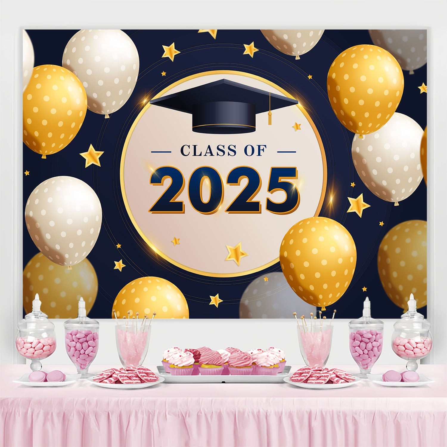Graduation Backdrop Ideas Polka Dot Balloons Graduation Party Backdrop UK BRP2-249