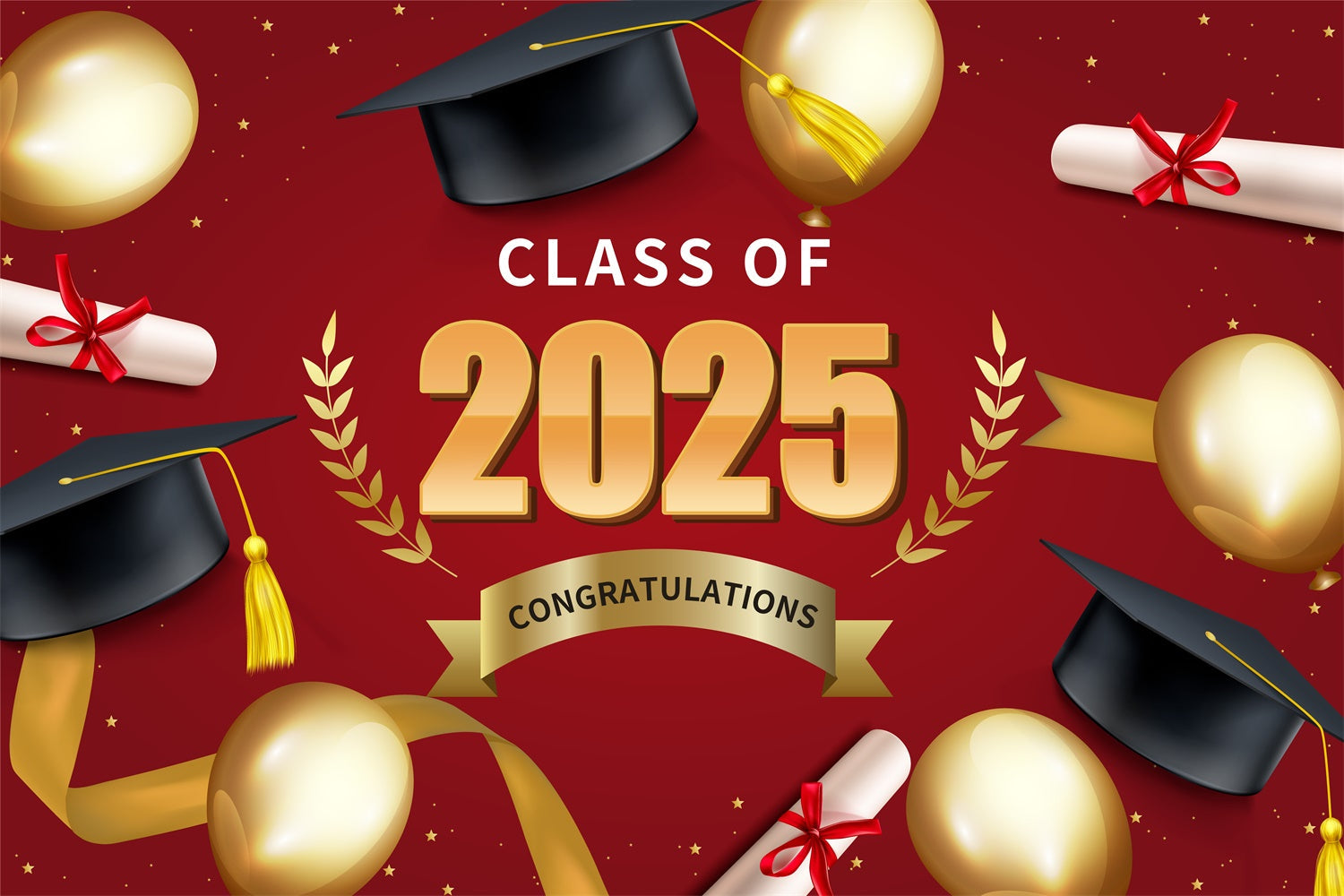 Graduation Picture Backdrop Shiny Balloon Red Graduation Party Backdrop UK BRP2-251