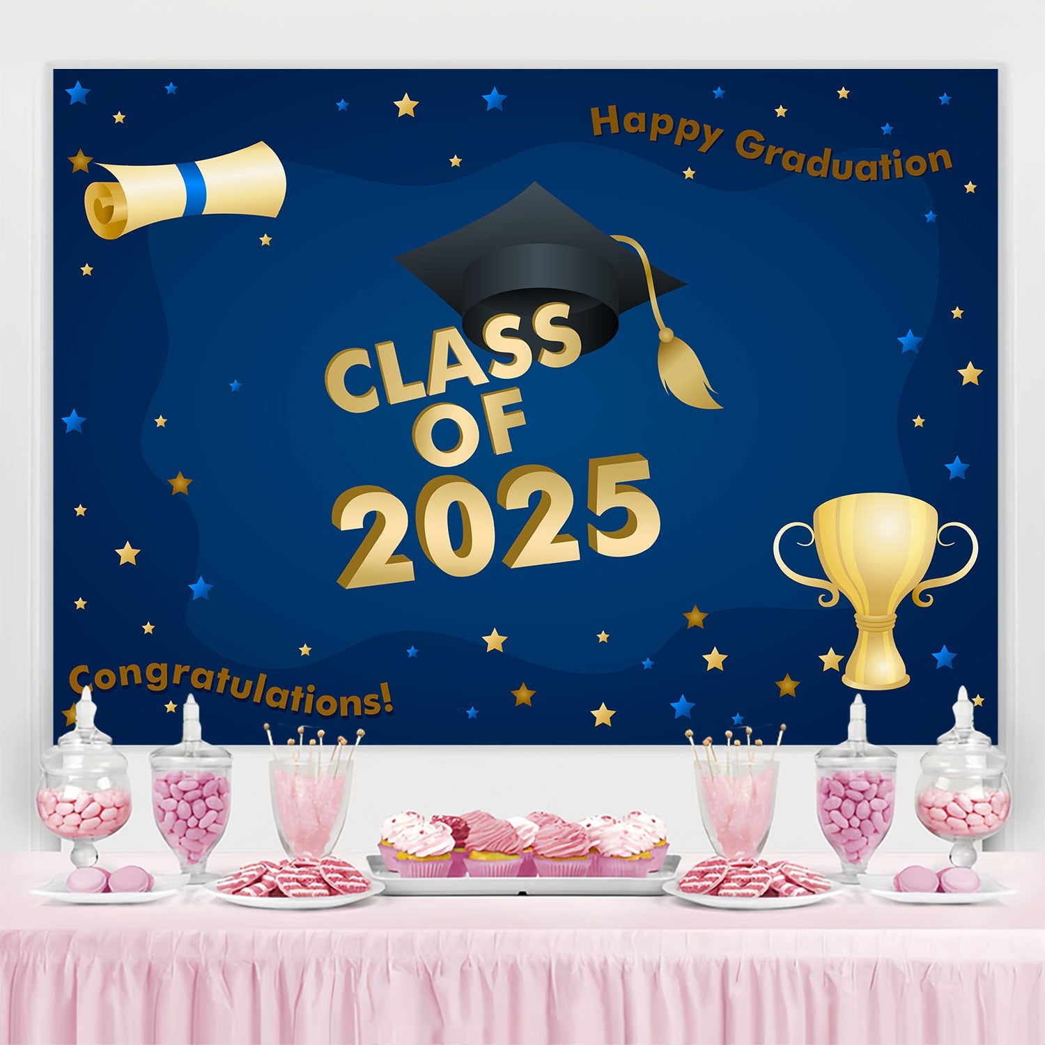 Graduation Photo Backdrop Ideas Midnight Blue Graduation Party Backdrop UK BRP2-256