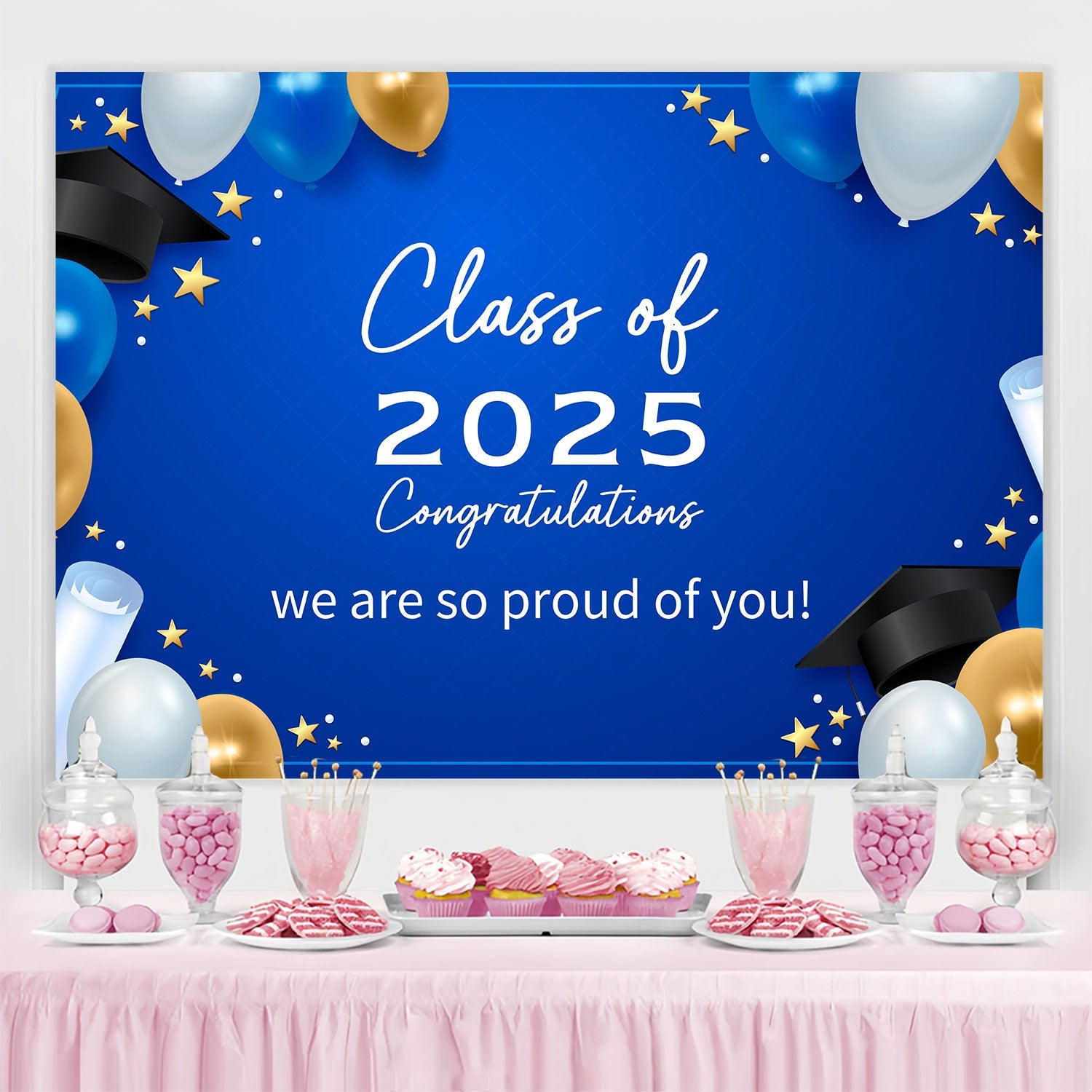 Backdrops For Graduation Festive Balloon Stars Graduation Party Backdrop UK BRP2-257