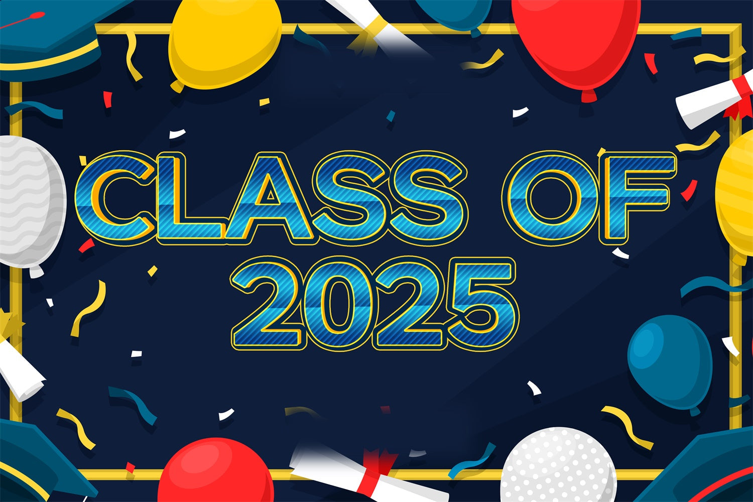 Graduation Backdrop Colorful Balloon Confetti Graduation Party Backdrop UK BRP2-261