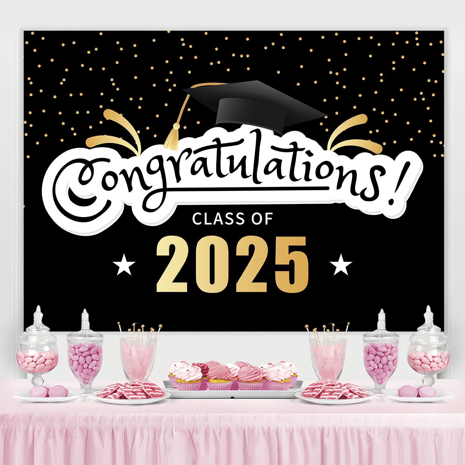 Graduation Picture Backdrop Shimmering Stars Graduation Party Backdrop UK BRP2-264