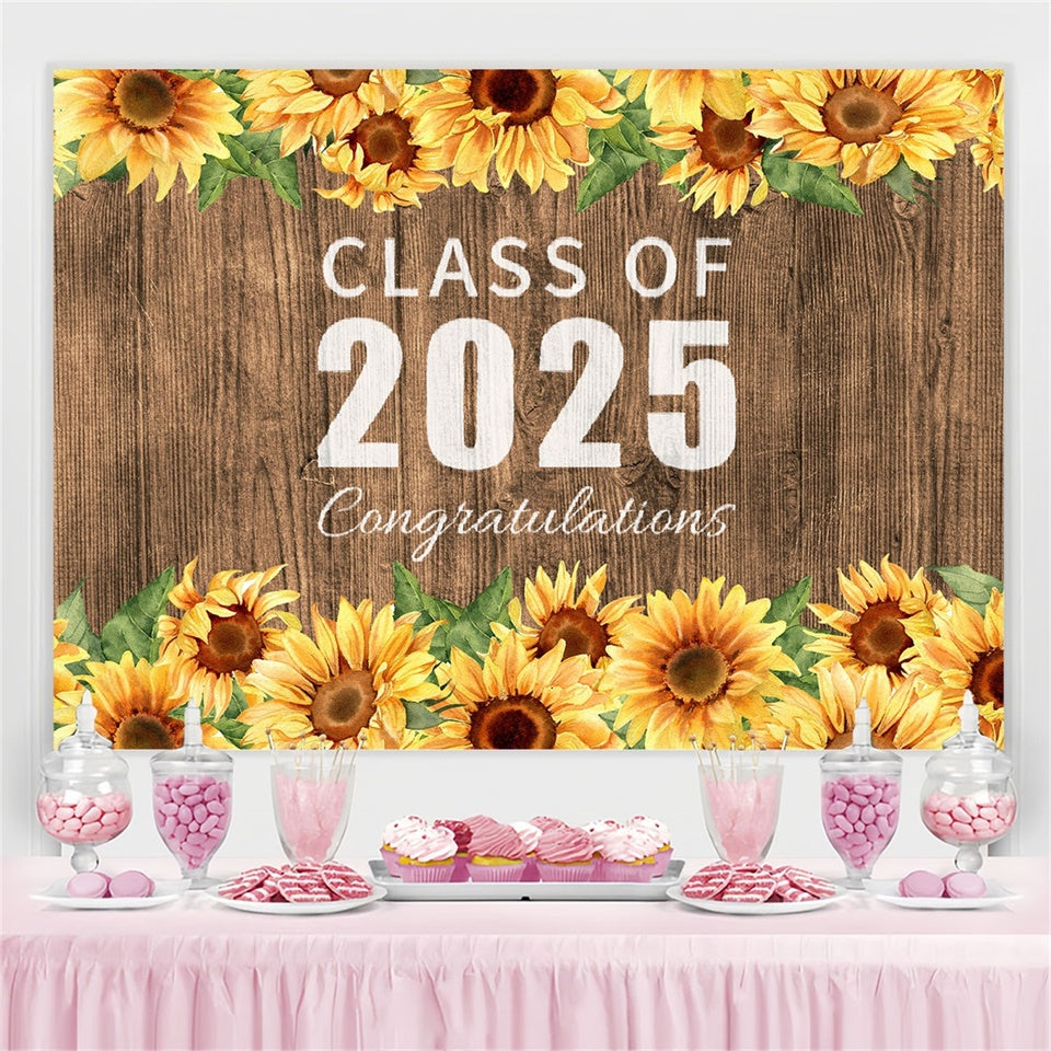 Graduated Backdrop Rustic Sunflower 2025 Graduation Party Backdrop UK BRP2-266