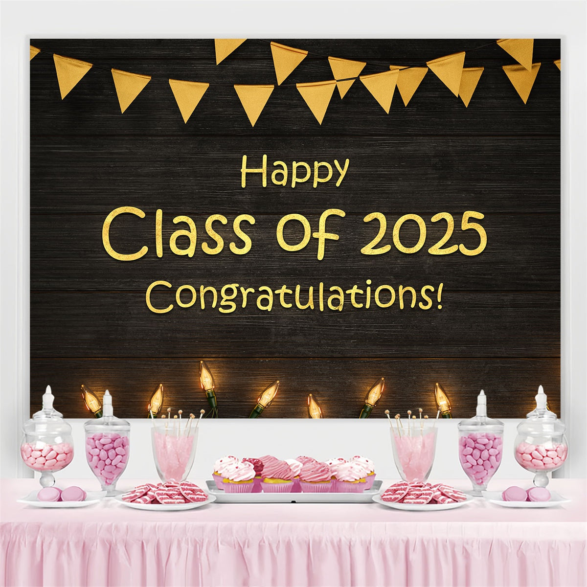 Graduation Backdrop Photoshoot Golden Bunting Graduation Party Backdrop UK BRP2-267