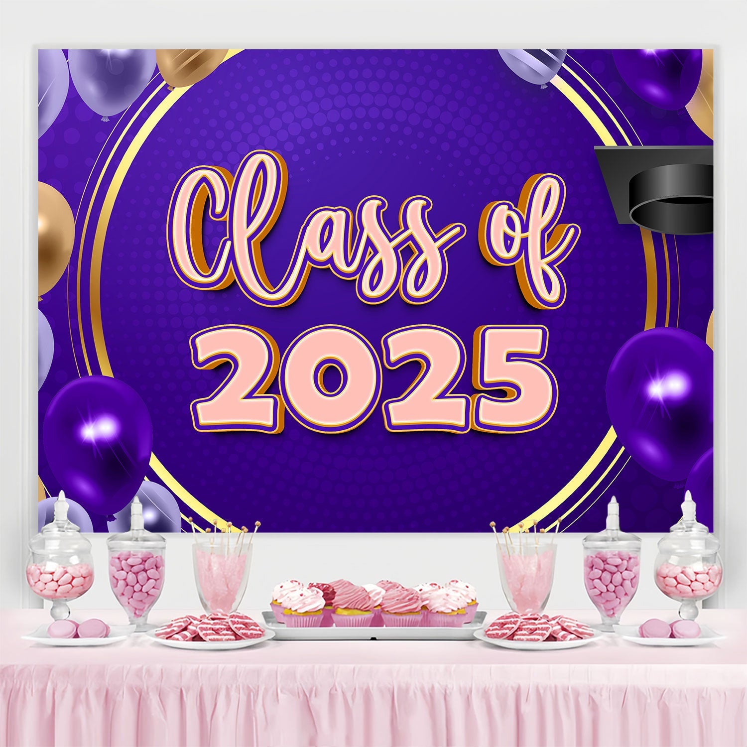 Graduation Photo Backdrop Ideas Groovy Purple Graduation Party Backdrop UK BRP2-271