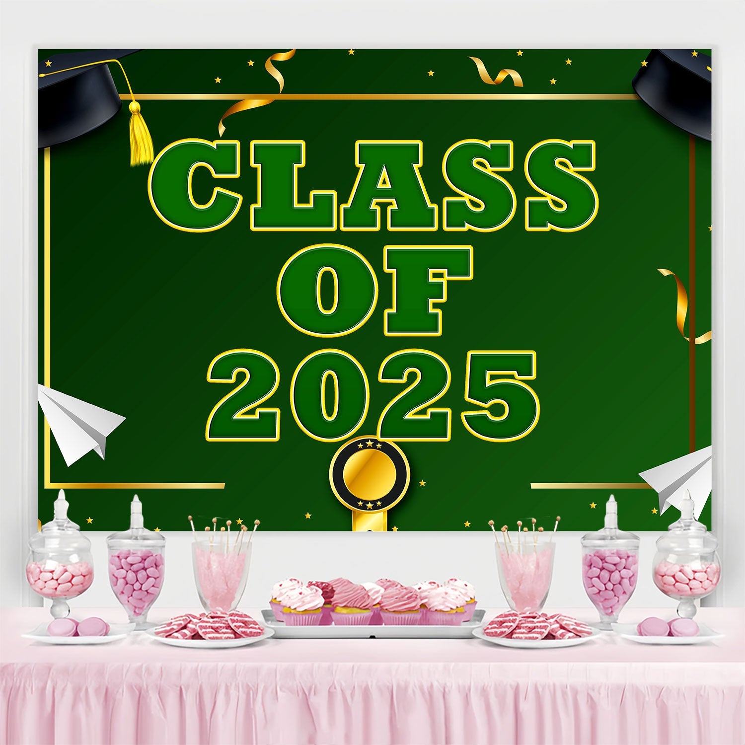 Graduation Photo Backdrop Ideas Forest Green 2025 Graduation Party Backdrop UK BRP2-274
