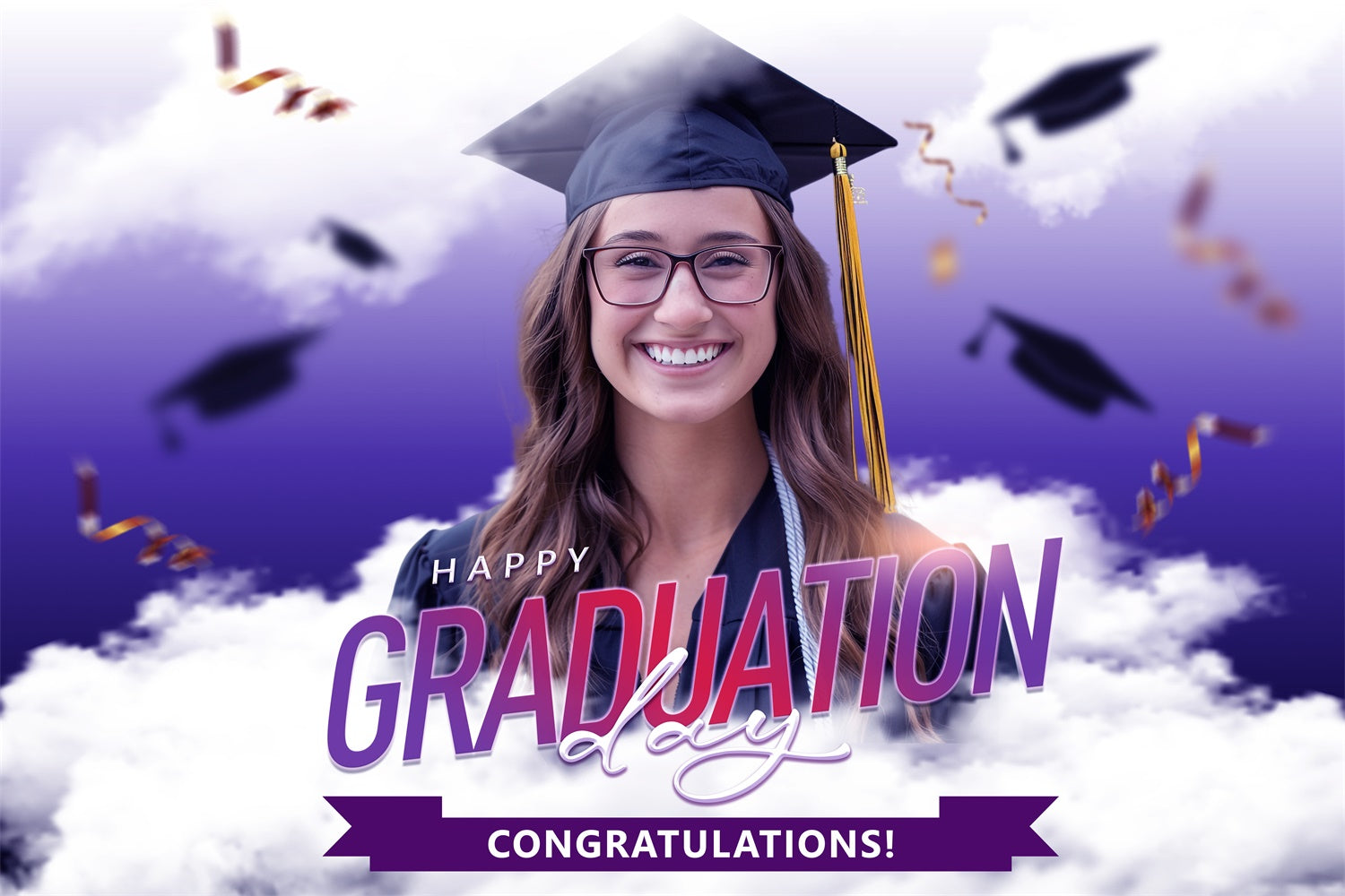 Customized Graduation Backdrop Purple Haze Graduation Party Backdrop UK BRP2-277