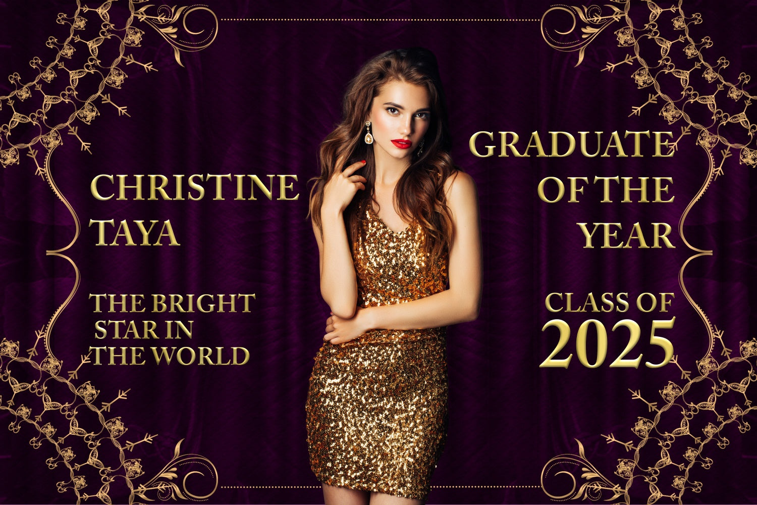 Personalized Graduation Backdrop Ornate Elegance Graduation Party Backdrop UK BRP2-280