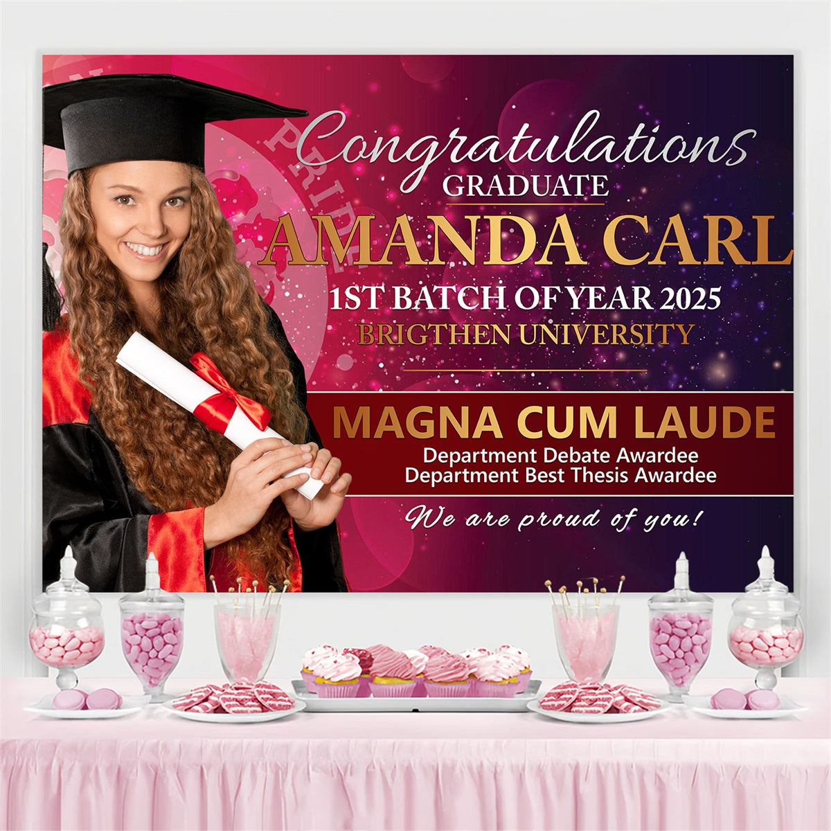 Custom Graduation Backdrop Brilliant Scholar Graduation Party Backdrop UK BRP2-281