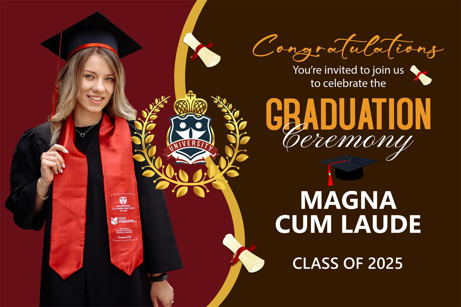 Customized Graduation Backdrop University Honors Graduation Party Backdrop UK BRP2-282