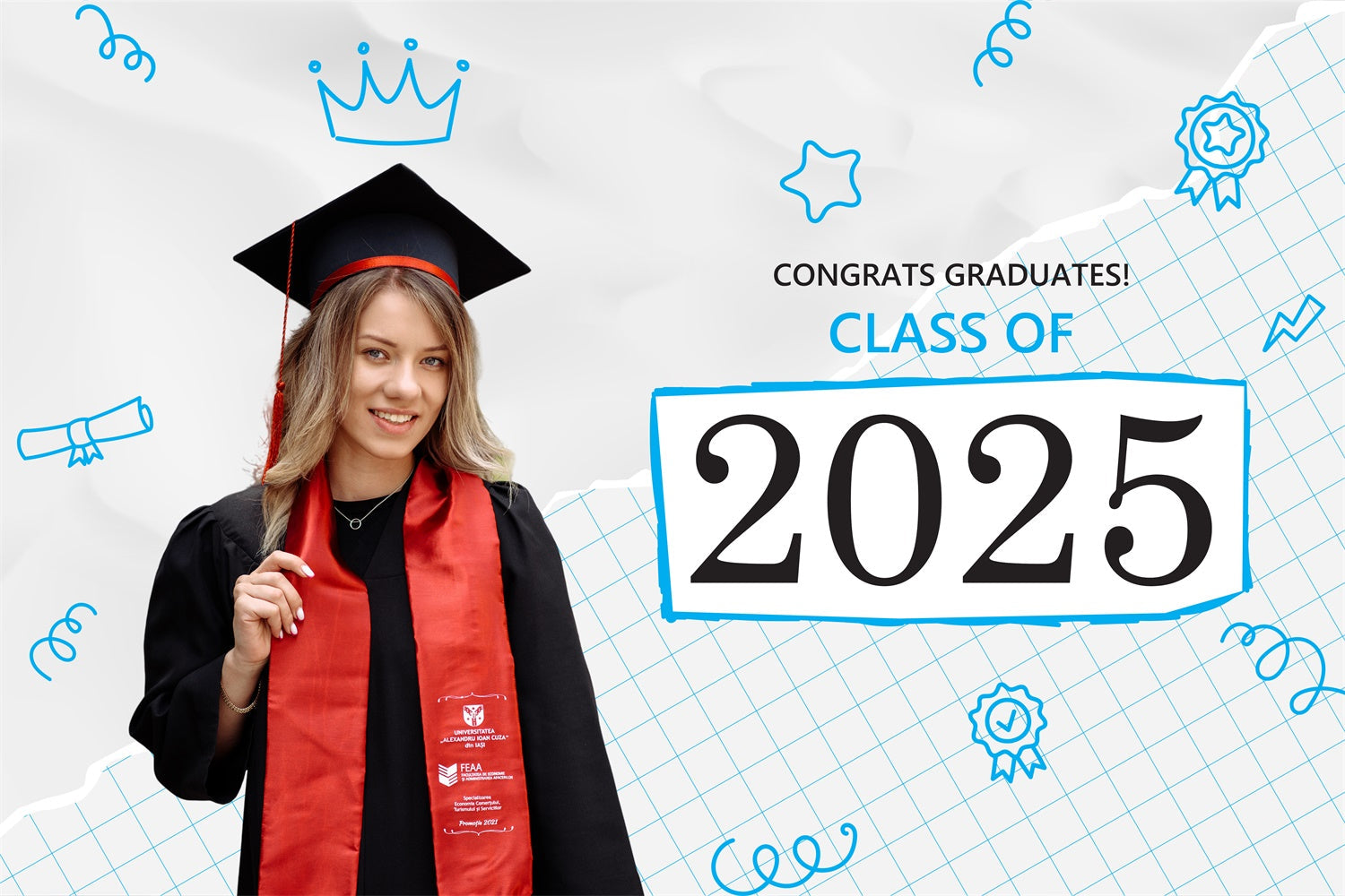 Customized Graduation Backdrop Minimalist 2025 Graduation Party Backdrop UK BRP2-287