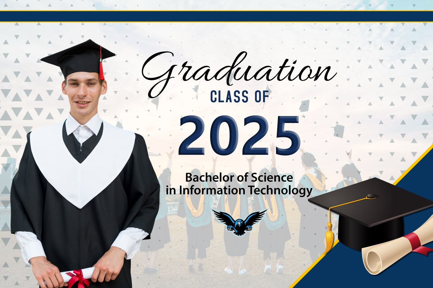 Custom Graduation Backdrop Information Technology Graduation Party Backdrop UK BRP2-288