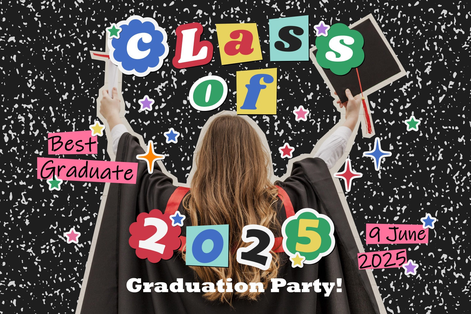Personalized Graduation Backdrops Colorful Shiny Graduation Party Backdrop UK BRP2-289