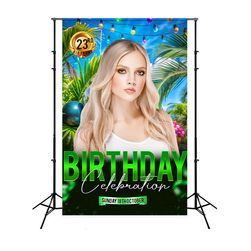 Birthday Backdrop Personalized Tropical 23rd Photography Backdrop UK BRP2-48