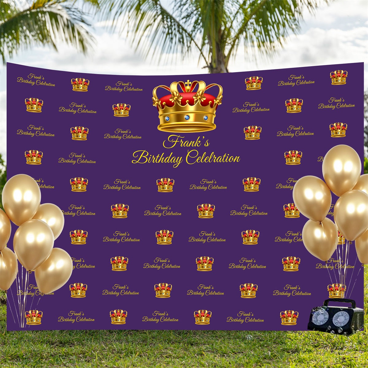 Customize Backdrop For Birthday Royal Purple Crown Backdrop UK BRP3-102