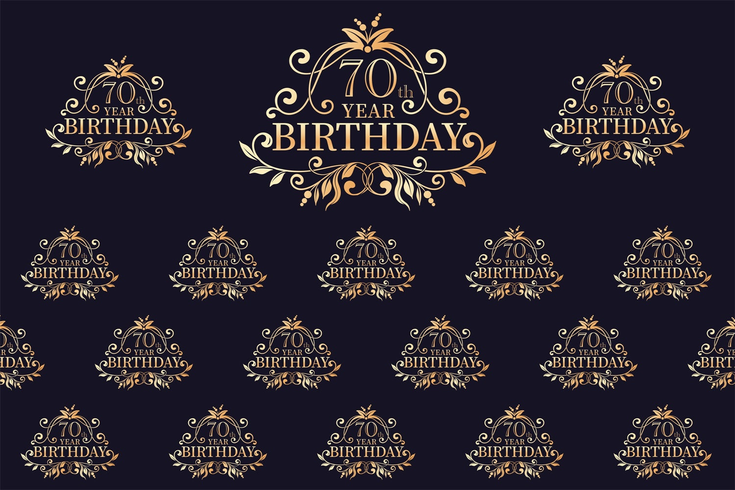 Customized Birthday Backdrop Elegant Gold Black 70th Backdrop UK BRP3-104