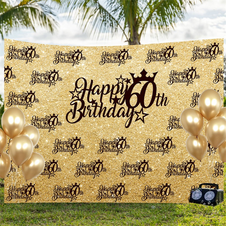 Personalized 60th Birthday Backdrop Golden Glitter Backdrop UK BRP3-105